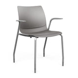SitOnIt Baja Four Leg Guest Chair | Plastic Shell | Arm or Armless Guest Chair, Cafe Chair, Stack Chair SitOnIt Frame Color Silver Fixed Arm Plastic Color Sterling