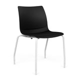 SitOnIt Baja Four Leg Guest Chair | Plastic Shell | Arm or Armless Guest Chair, Cafe Chair, Stack Chair SitOnIt Frame Color White Armless Plastic Color Black