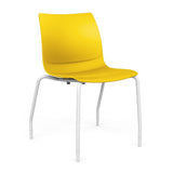 SitOnIt Baja Four Leg Guest Chair | Plastic Shell | Arm or Armless Guest Chair, Cafe Chair, Stack Chair SitOnIt Frame Color White Armless Plastic Color Lemon