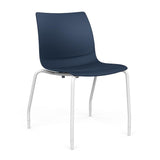 SitOnIt Baja Four Leg Guest Chair | Plastic Shell | Arm or Armless Guest Chair, Cafe Chair, Stack Chair SitOnIt Frame Color White Armless Plastic Color Navy