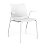 SitOnIt Baja Four Leg Guest Chair | Plastic Shell | Arm or Armless Guest Chair, Cafe Chair, Stack Chair SitOnIt Frame Color White Fixed Arm Plastic Color Arctic