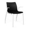 SitOnIt Baja Four Leg Guest Chair | Plastic Shell | Arm or Armless Guest Chair, Cafe Chair, Stack Chair SitOnIt Frame Color White Fixed Arm Plastic Color Black