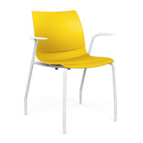 SitOnIt Baja Four Leg Guest Chair | Plastic Shell | Arm or Armless Guest Chair, Cafe Chair, Stack Chair SitOnIt Frame Color White Fixed Arm Plastic Color Lemon