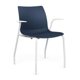 SitOnIt Baja Four Leg Guest Chair | Plastic Shell | Arm or Armless Guest Chair, Cafe Chair, Stack Chair SitOnIt Frame Color White Fixed Arm Plastic Color Navy