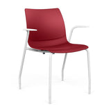 SitOnIt Baja Four Leg Guest Chair | Plastic Shell | Arm or Armless Guest Chair, Cafe Chair, Stack Chair SitOnIt Frame Color White Fixed Arm Plastic Color Red
