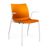 SitOnIt Baja Four Leg Guest Chair | Plastic Shell | Arm or Armless Guest Chair, Cafe Chair, Stack Chair SitOnIt Frame Color White Fixed Arm Plastic Color Tangerine