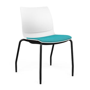SitOnIt Baja Guest Chair | Four Leg | Upholstered Seat | Black Frame Guest Chair, Cafe Chair, Stack Chair SitOnIt Armless Plastic Color Arctic Fabric Color Tropical