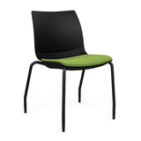 SitOnIt Baja Guest Chair | Four Leg | Upholstered Seat | Black Frame Guest Chair, Cafe Chair, Stack Chair SitOnIt Armless Plastic Color Black Fabric Color Clover
