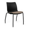 SitOnIt Baja Guest Chair | Four Leg | Upholstered Seat | Black Frame Guest Chair, Cafe Chair, Stack Chair SitOnIt Armless Plastic Color Black Fabric Color Meteor