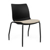 SitOnIt Baja Guest Chair | Four Leg | Upholstered Seat | Black Frame Guest Chair, Cafe Chair, Stack Chair SitOnIt Armless Plastic Color Black Fabric Color Natural