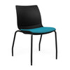 SitOnIt Baja Guest Chair | Four Leg | Upholstered Seat | Black Frame Guest Chair, Cafe Chair, Stack Chair SitOnIt Armless Plastic Color Black Fabric Color Splash