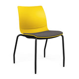 SitOnIt Baja Guest Chair | Four Leg | Upholstered Seat | Black Frame Guest Chair, Cafe Chair, Stack Chair SitOnIt Armless Plastic Color Lemon Fabric Color Iron