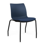 SitOnIt Baja Guest Chair | Four Leg | Upholstered Seat | Black Frame Guest Chair, Cafe Chair, Stack Chair SitOnIt Armless Plastic Color Navy Fabric Color Night