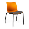 SitOnIt Baja Guest Chair | Four Leg | Upholstered Seat | Black Frame Guest Chair, Cafe Chair, Stack Chair SitOnIt Armless Plastic Color Tangerine Fabric Color Iron