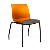SitOnIt Baja Guest Chair | Four Leg | Upholstered Seat | Black Frame Guest Chair, Cafe Chair, Stack Chair SitOnIt Armless Plastic Color Tangerine Fabric Color Iron