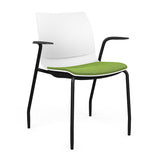 SitOnIt Baja Guest Chair | Four Leg | Upholstered Seat | Black Frame Guest Chair, Cafe Chair, Stack Chair SitOnIt Fixed Arm Plastic Color Arctic Fabric Color Clover