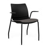 SitOnIt Baja Guest Chair | Four Leg | Upholstered Seat | Black Frame Guest Chair, Cafe Chair, Stack Chair SitOnIt Fixed Arm Plastic Color Black Fabric Color Iron