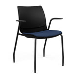 SitOnIt Baja Guest Chair | Four Leg | Upholstered Seat | Black Frame Guest Chair, Cafe Chair, Stack Chair SitOnIt Fixed Arm Plastic Color Black Fabric Color Night
