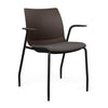SitOnIt Baja Guest Chair | Four Leg | Upholstered Seat | Black Frame Guest Chair, Cafe Chair, Stack Chair SitOnIt Fixed Arm Plastic Color Chocolate Fabric Color Iron