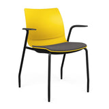 SitOnIt Baja Guest Chair | Four Leg | Upholstered Seat | Black Frame Guest Chair, Cafe Chair, Stack Chair SitOnIt Fixed Arm Plastic Color Lemon Fabric Color Iron