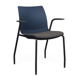 SitOnIt Baja Guest Chair | Four Leg | Upholstered Seat | Black Frame Guest Chair, Cafe Chair, Stack Chair SitOnIt Fixed Arm Plastic Color Navy Fabric Color Iron