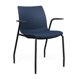 SitOnIt Baja Guest Chair | Four Leg | Upholstered Seat | Black Frame Guest Chair, Cafe Chair, Stack Chair SitOnIt Fixed Arm Plastic Color Navy Fabric Color Night