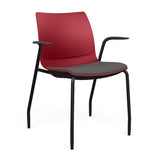 SitOnIt Baja Guest Chair | Four Leg | Upholstered Seat | Black Frame Guest Chair, Cafe Chair, Stack Chair SitOnIt Fixed Arm Plastic Color Red Fabric Color Iron