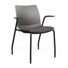 SitOnIt Baja Guest Chair | Four Leg | Upholstered Seat | Black Frame Guest Chair, Cafe Chair, Stack Chair SitOnIt Fixed Arm Plastic Color Slate Fabric Color Iron