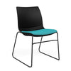 SitOnIt Baja Wire Rod | Upholstered Seat | Stacking Guest Chair, Cafe Chair, Stack Chair SitOnIt Frame Color Black Plastic Color Black Fabric Color Tropical