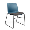 SitOnIt Baja Wire Rod | Upholstered Seat | Stacking Guest Chair, Cafe Chair, Stack Chair SitOnIt Frame Color Black Plastic Color Lagoon Fabric Color Iron