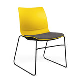 SitOnIt Baja Wire Rod | Upholstered Seat | Stacking Guest Chair, Cafe Chair, Stack Chair SitOnIt Frame Color Black Plastic Color Lemon Fabric Color Iron