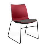 SitOnIt Baja Wire Rod | Upholstered Seat | Stacking Guest Chair, Cafe Chair, Stack Chair SitOnIt Frame Color Black Plastic Color Red Fabric Color Iron
