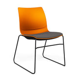 SitOnIt Baja Wire Rod | Upholstered Seat | Stacking Guest Chair, Cafe Chair, Stack Chair SitOnIt Frame Color Black Plastic Color Tangerine Fabric Color Iron