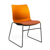 SitOnIt Baja Wire Rod | Upholstered Seat | Stacking Guest Chair, Cafe Chair, Stack Chair SitOnIt Frame Color Black Plastic Color Tangerine Fabric Color Starfish