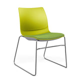 SitOnIt Baja Wire Rod | Upholstered Seat | Stacking Guest Chair, Cafe Chair, Stack Chair SitOnIt Frame Color Chrome Plastic Color Apple Fabric Color Clover