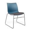 SitOnIt Baja Wire Rod | Upholstered Seat | Stacking Guest Chair, Cafe Chair, Stack Chair SitOnIt Frame Color Chrome Plastic Color Lagoon Fabric Color Iron