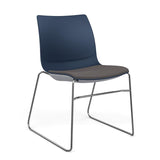 SitOnIt Baja Wire Rod | Upholstered Seat | Stacking Guest Chair, Cafe Chair, Stack Chair SitOnIt Frame Color Chrome Plastic Color Navy Fabric Color Iron