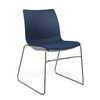 SitOnIt Baja Wire Rod | Upholstered Seat | Stacking Guest Chair, Cafe Chair, Stack Chair SitOnIt Frame Color Chrome Plastic Color Navy Fabric Color Night