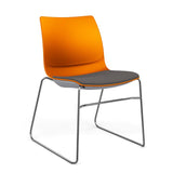 SitOnIt Baja Wire Rod | Upholstered Seat | Stacking Guest Chair, Cafe Chair, Stack Chair SitOnIt Frame Color Chrome Plastic Color Tangerine Fabric Color Iron