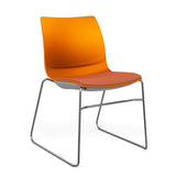 SitOnIt Baja Wire Rod | Upholstered Seat | Stacking Guest Chair, Cafe Chair, Stack Chair SitOnIt Frame Color Chrome Plastic Color Tangerine Fabric Color Starfish