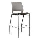 SitOnIt Lumin 4 Leg Stool | Vinyl Seat, Plastic Back | Arms or No Arm Stools SitOnIt Sterling Plastic Vinyl Color Onyx Silver Frame