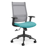 SitOnIt Wit Highback Desk Chair | Home Office Edition | Meshback Home Office SitOnIt Frame Color Black Mesh Color Fog Striped Fabric Color Mainstream