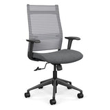 SitOnIt Wit Highback Desk Chair | Home Office Edition | Meshback Home Office SitOnIt Frame Color Black Mesh Color Fog Striped Fabric Color Milestone