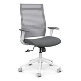 SitOnIt Wit Highback Desk Chair | Home Office Edition | Meshback Home Office SitOnIt Frame Color White Mesh Color Fog Striped Fabric Color Milestone