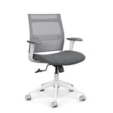 SitOnIt Wit Midback Desk Chair | Home Office Edition | Meshback Home Office SitOnIt Frame Color White Mesh Color Fog Striped Fabric Color Milestone