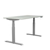 Switchback 30x60 Height Adjustable Table. 2 leg, 3 Stage Table Base Height Adjustable Table SitOnIt Laminate Color Folkstone Grey Frame Color Silver 