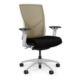 Torsa Highback White Frame Office Chair, Conference Chair, Computer Chair, Teacher Chair, Meeting Chair SitOnIt Mesh Color Desert Fabric Color Peppercorn 