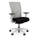 Torsa Highback White Frame Office Chair, Conference Chair, Computer Chair, Teacher Chair, Meeting Chair SitOnIt Mesh Color Fog Fabric Color Peppercorn 
