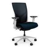 Torsa Highback White Frame Office Chair, Conference Chair, Computer Chair, Teacher Chair, Meeting Chair SitOnIt Mesh Color Navy Fabric Color Navy 