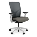Torsa Highback White Frame Office Chair, Conference Chair, Computer Chair, Teacher Chair, Meeting Chair SitOnIt Mesh Color Nickle Fabric Color Caraway 